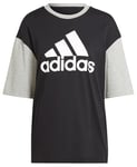 adidas Women's Essentials Big Logo Boyfriend Tee, Black/Medium Grey Heather, XS