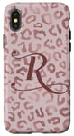 Coque pour iPhone X/XS Letter R Initial Leopard Rose Pink Cheetah Monogram