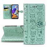 Coque Huawei P Smart 2019 / Honor 10 Lite,Portefeuille Etui Housse pour Huawei P Smart 2019 Coque Gaufrage Chien Chat Mignon PU Cuir Flip Wallet Coquille Couverture pour Huawei P Smart 2019,Cat Green