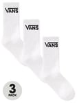 Vans 3 Pack Classic Boys Crew Socks - White