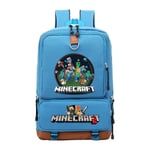 Minecraft youth school waterproof Backpack Light blue