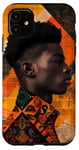 Coque pour iPhone 11 Marron Classique Géométrique Mélanine Black Pride BHM Africain