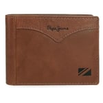 Pepe Jeans Jacket Portefeuille Horizontal avec Porte-Monnaie Marron 11,5 x 8 x 1 cm Cuir by Joumma Bags, Marron, Talla única, Portefeuille Horizontal avec Porte-Monnaie