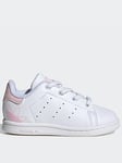 adidas Originals Infant Girls Stan Smith Trainers - White/Pink, White/Pink, Size 3 Younger