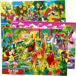 Quokka 3 Lot de 100 Puzzles de Sol pour Enfants de 4 5 6 Ans - Jouet pour Apprendre Les Voisins de la Faune et Les Amis à Plumes pour Les 5 à 8 Ans – Cadeau pour Tout-Petits pour Garçon et Fille