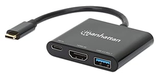 Manhattan Adaptateur USB-C vers HDMI 3 en 1, Adaptateur HDMI avec Alimentation