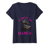 Womens Silhouette of a woman dancing, I love to dance V-Neck T-Shirt