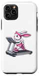 Coque pour iPhone 11 Pro Lapin de Pâques sur tapis roulant Gym Fitness Entraînement