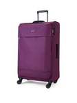 Rock Luggage Paris 8 Wheel Softshell Lightweight Large Suitcase With Lock -Purple