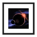 Space NASA Red Dwarf Planet Concept Illustration 8X8 Inch Square Wooden Framed Wall Art Print Picture with Mount