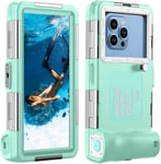 Pochette Étanche [Universelle] Coque Téléphone Protection Ipx8 Plongée Étui Pour Iphone Samsung Galaxy Huawei Xiaomi Oppo Vivo Smartphone 4.7-6.8'' 15m Sous Marine Housse - Teal White