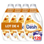 ARIEL Dash 2en1 Lessive Liquide, 128 Lavages (4x32), Ambre et Orchidée, Technologie Ultra Nettoyante Et Fraîcheur Longue Durée, Élimine Les Saletés et Taches Incrustées, Fabriqué en France