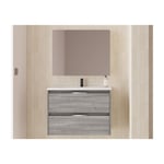 Caesaroo - Meuble de salle de bains suspendue 80 cm Minnesota Gris sablé avec lavabo gris - 80 cm - Standard