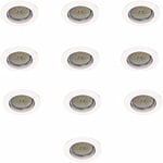 10 pcs - Wonderlamp Basic Paquet de spots Encastrés Ronds Fixes avec support d'ampoule GU10, Blanc, Ø8 x 1,5 cm