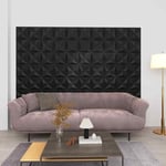 vidaXL 3D Wall Panels 24 pcs 50x50 cm Origami Black 6 m虏 Durable