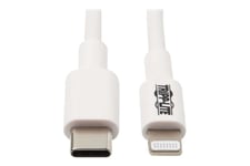 Eaton Tripp Lite Series USB-C to Lightning Sync/Charge Cable (M/M), MFi Certified, White, 3 ft. (0.9 m) - USB-kabel - 24 pin USB-C till Lightning - 90 cm