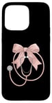 iPhone 15 Pro Max Pink Nurse Coquette Bow Stethoscope Nursing Medical Doctor Case