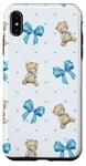 Coque pour iPhone XS Max Ruban bleu avec motif à pois et ours en peluche mignons