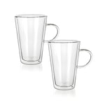 Wintem Lot de 2 tasses pour Cappuccino en verre de 370 ml – avec dimensions 9,4 x 14,2 cm, légères et résistantes, double paroi pour isolation thermique – Résistent à des températures de 0 à 300 °C