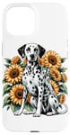 Coque pour iPhone 15 Sunflowers Dalmatian Dalmatians Dal Dally Dog