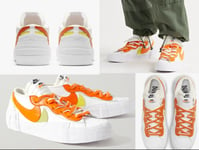 Nike Sacai Blazer Low Sneakers Trainers Shoes Magma Orange Deadstock 37.5