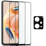 2-Pack Xiaomi Redmi Note 12 Skärmskydd & 1-Pack linsskydd - Härdat Glas 9H - Super kvalitet 3D