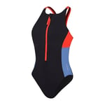 Speedo Maillot de Bain 1 Pièce Zip Colourblock, Natation Fitness, Design Élégant, Doux au Toucher Maillot de Bain pour Femme, Dragon Fire, XXS