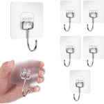 Crochet Adhésif-6 Pcs Grand Crochets Adhesifs Transparent Auto Adhesif 20 kg(max),Pour Accroche Salle de Bain,Cuisine,Plafond,Accrocher,Mural,Porte,Peignoirs,Porte Serviette(Q126)