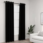 Linen-Look Blackout Curtains with Grommets 2pcs Black 140x245cm vidaXL