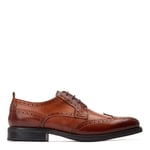 Base London Mens Cooper Washed Tan Leather Brogue Shoes - Size UK 9