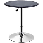 HOMCOM Table de Bar Table Bistro Mange-Debout Chic Style Contemporain Table Ronde Hauteur réglable 67-93 cm Ø 63 cm Plateau pivotant 360° métal chromé PVC Noir