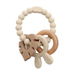 Magni - Teether bracelet, silicone with wooden ring leaves and bunny-ears appendix - Beige (5577)