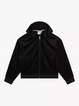 BOSS Kids' Embossed 'B' Logo Velvet Hooded Cardigan, Black