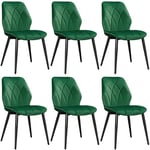 Yaheetech Lot de 6 Chaises de Salle à Manger Dossier Ergonomique Chaises de Cuisine Assise en Velours Bien Rembourrée Chaises de Chambre Cadre en Métal Capacité de Charge Maximale 136 kg Vert