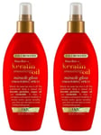 2x OGX Keratin Smoothing Oil Miracle Gloss Smoothing Spray, with keratin 200ml