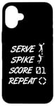 Coque pour iPhone 16 Plus Service Spike Score Repeat - Volleyball