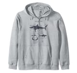 Great White Shark Anatomy , Marine Biologist Zip Hoodie