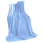 CelinaTex Couverture TV Couverture Douillette XXL 220 x 240 cm Bleu Clair Coral Fleece Couverture de Jour Microfibre Couverture de canapé Jeté de lit