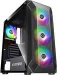 Boitier PC Gamer Ruby - ARGB Moyenne Tour ATX, mATX, ITX - Façade Mesh - Paroi Latérale en Verre Acrylique - 4 Ventilateurs 3 Pins 5 Volts LED RGB Adressable 120 mm - MB Sync - Noir.[V1657]