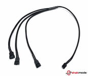 Shakmods 4 pin PWM Fan to 3 ways Y Splitter 60cm Black Sleeved Extension Cable