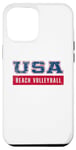 Coque pour iPhone 15 Pro Max Ballon de beach volley 2024 drapeau américain patriotique américain USA