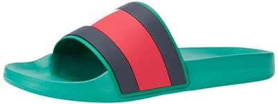 Tommy Hilfiger Homme Claquettes Rubber TH Flag Pool Slide Sandales de Bain, Vert (Olympic Green), 43