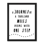 Artery8 A Journey Of A Thousand Miles Begins With One Step Inspirational Positive Motivational Gym Workout Living Room Aesthetic Artwork Framed Wall Art Print 18X24 Inch