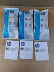 GENUINE HEWLETT PACKARD HP 80 C4822A C4821A C4823A PRINTHEAD CLEANERS - LOT OF 3