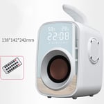 Wireless Bluetooth Speaker Clock Radio, Mini Portable Outdoor LED Mirror Temperature/Humidity Display FM Radio Clocks,White,2,alarm clock digital ANJT (Color : White, Size : 2)