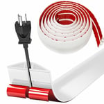 Bocguy Cache Cable Sol, Petit Canal de câble Flexible,5M x 3cm Goulotte Passe Cable Sol Silicone, Cache Fil Électrique Sol Auto-Adhésif Facile à Couper Montage pour Tous Les Câbles (Blanc-Arrondi)