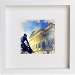 L Lumartos White Square Picture Frame - Home Décor - Wall Art - Hanging Photo Frames – Print of London The Royal Opera House with Contemporary White Frame 23x23cm 117