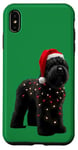 Coque pour iPhone XS Max Chapeau de Père Noël Terrier Russe Noir Lumières de Noël Propriétaire Chien