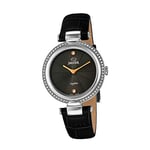 JAGUAR J832/2 Montre de la Collection Cosmopolitan, boîtier de 34,5 mm Bracelet en Cuir Noir pour Femme