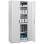 HOMCOM Armoire de Bureau à 5 Niveaux, Meuble de Rangement Bureau en Acier avec 2 Portes et 4 étagères réglables, Armoire à dossiers verrouillable pour Le Bureau à Domicile, Le Garage, Blanc